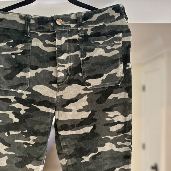 Anthropologie Pilcro Green Grey Camo Corduroy High Rise Skinny Jeans, Size 30 - Picture 7 of 14